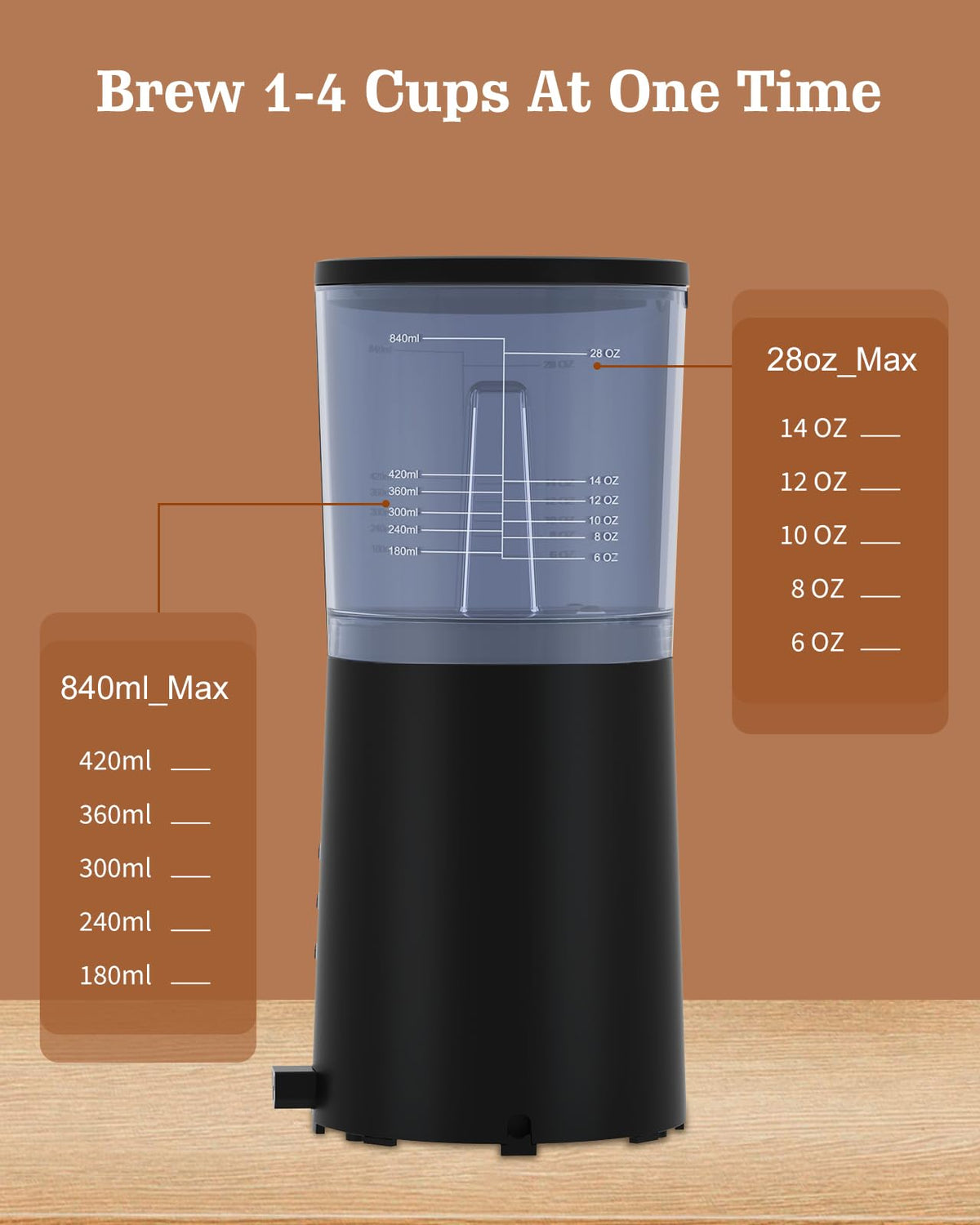 4 IN 1 Single Serve Coffee Maker with Milk Frother and Coffee Grinder C814
