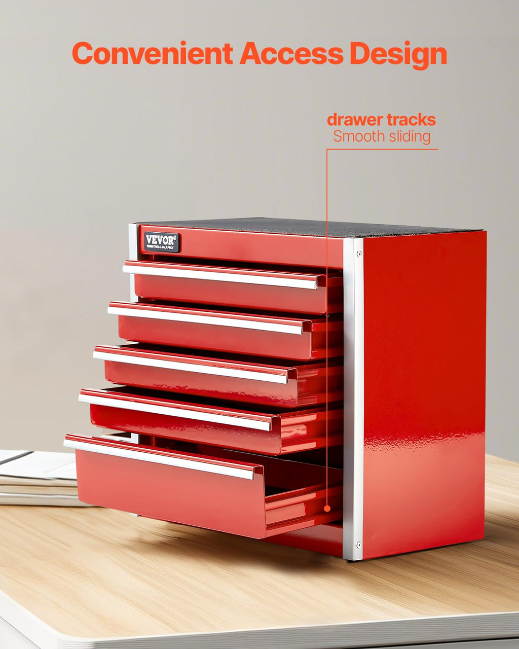8.6-inch Portable Metal Tool Box with 5 Drawers C39665