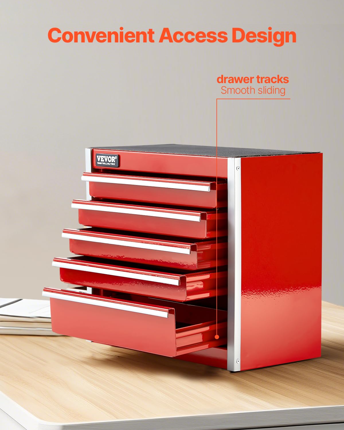 8.6-inch Portable Metal Tool Box with 5 Drawers C39665