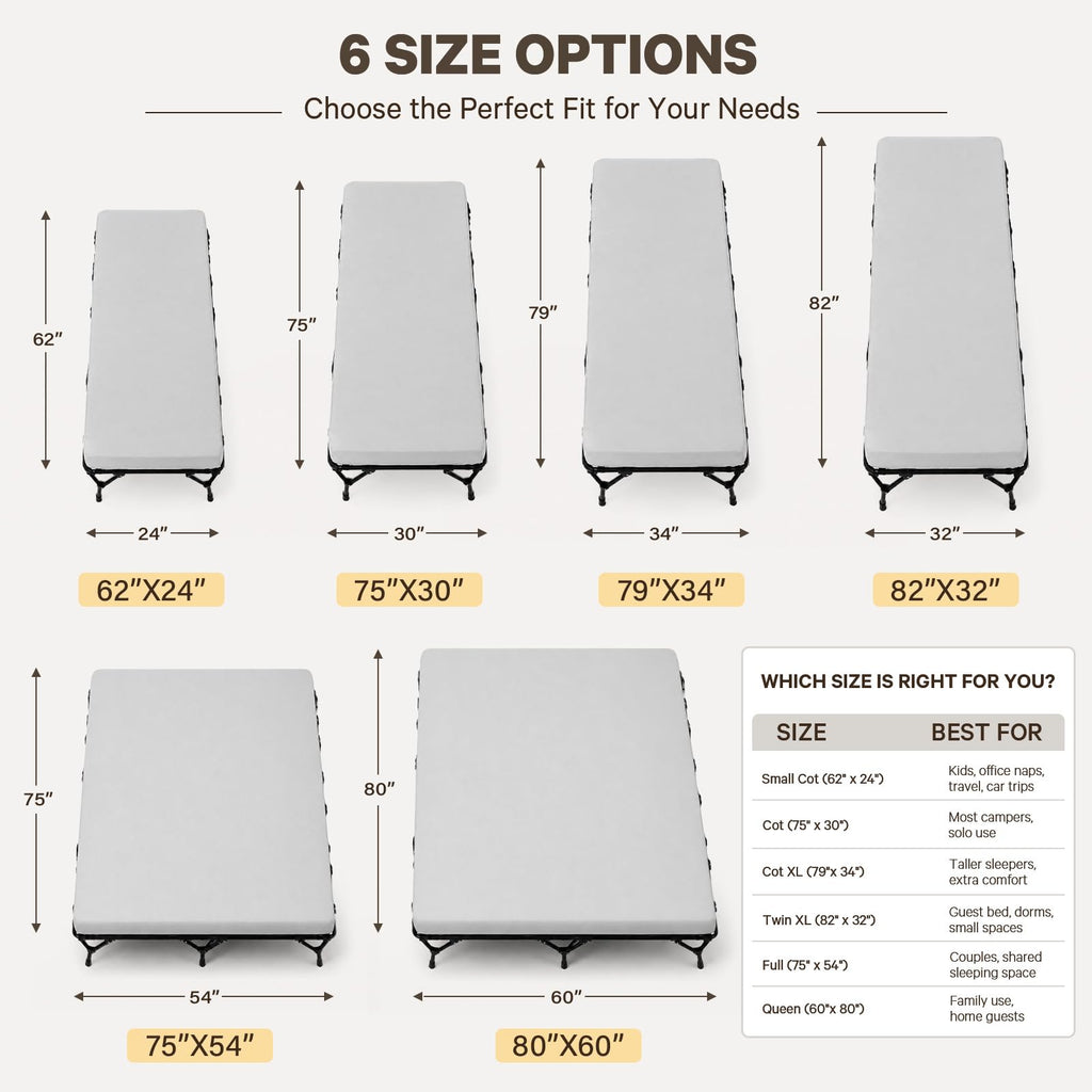 2 Inch Memory Foam Camping Cot Pad with Removable Cover B515130