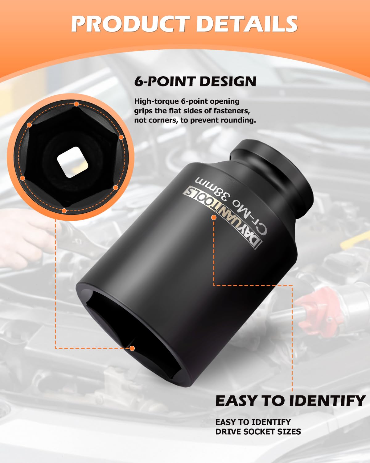 9 Pcs Axle Nut Hub Impact Socket Set with Ball Joint Press & U Joint Removal Tool E113