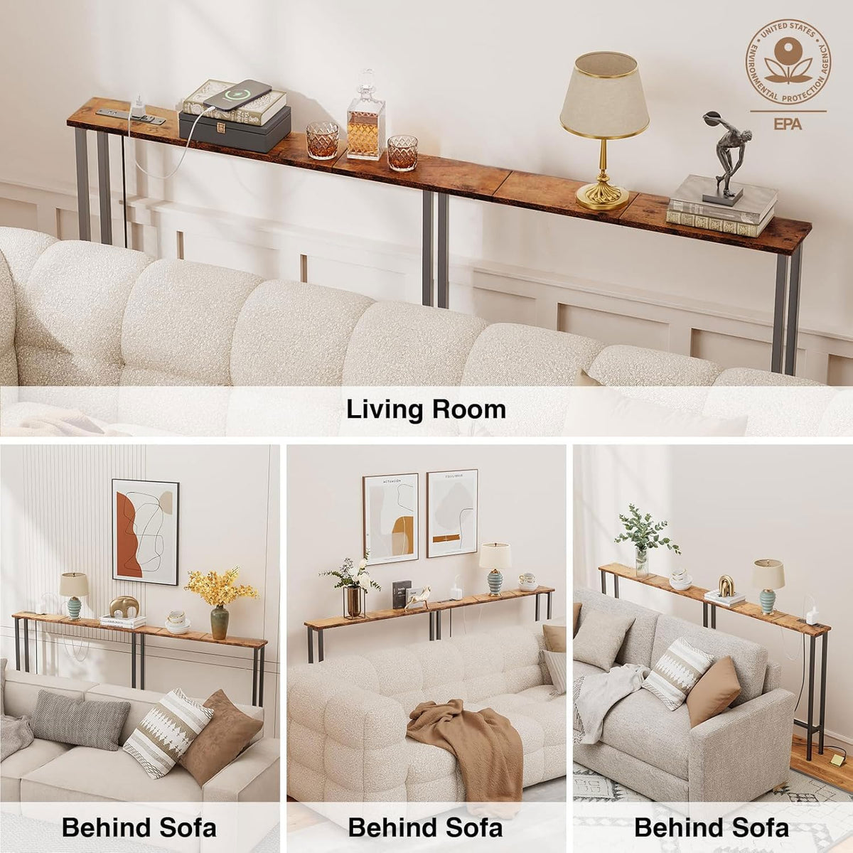 78" Narrow Console Sofa Table with Power Outlets & 2 USB Ports N953086