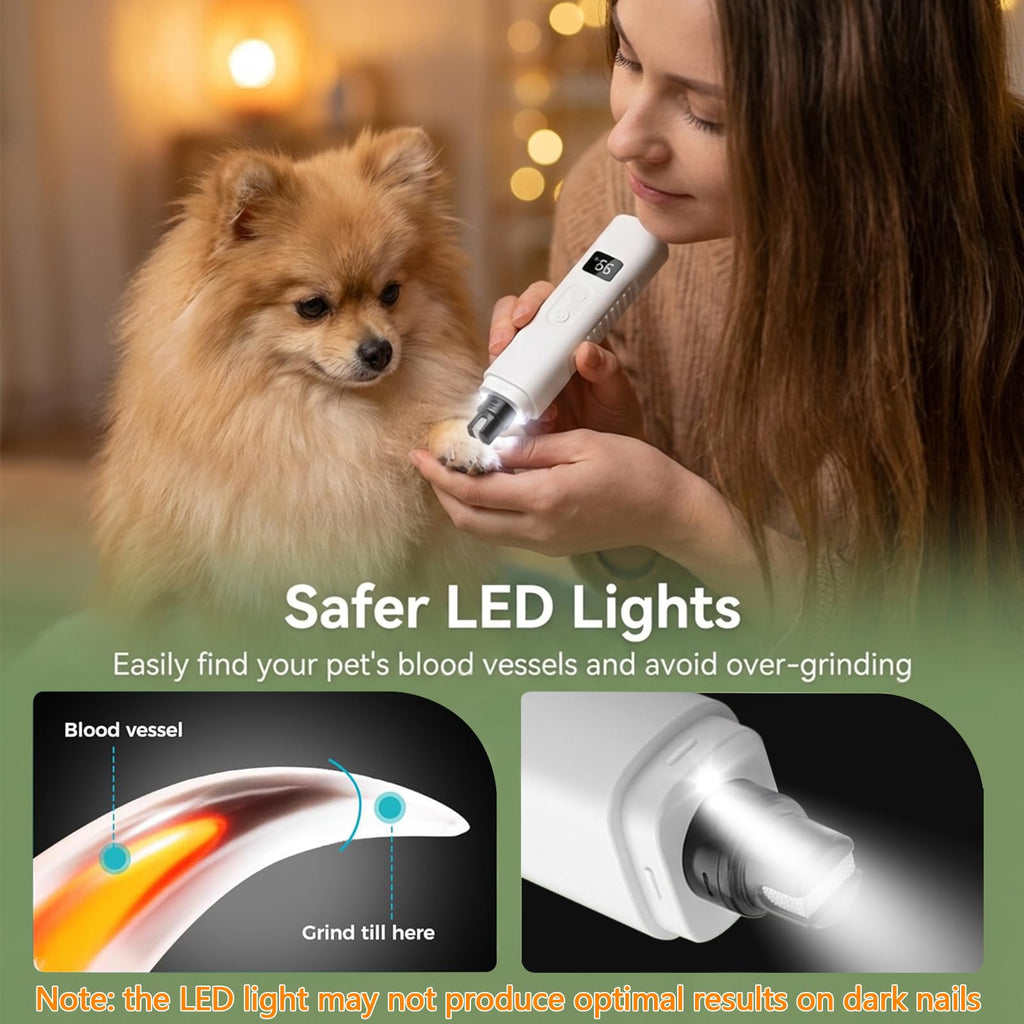 Dog Nail Grinder, 3-Speed Ultra Quiet with LED Light M142