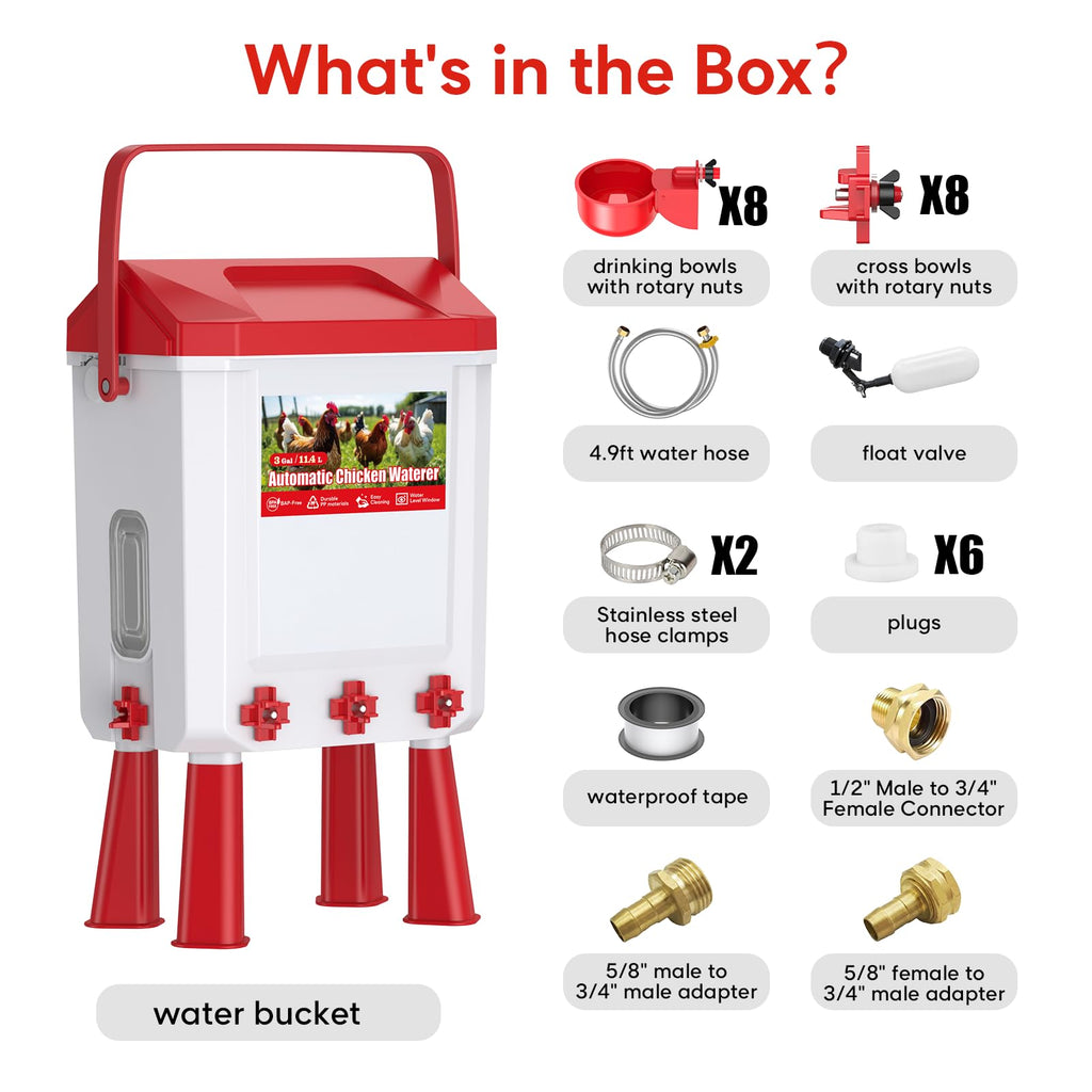 Automatic Chicken Waterer 3 Gallons with Float Valve Z144