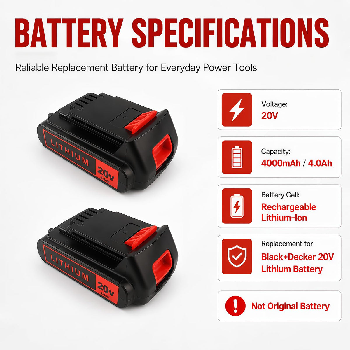 20V 4.0Ah Lithium Battery 2-Pack C87438