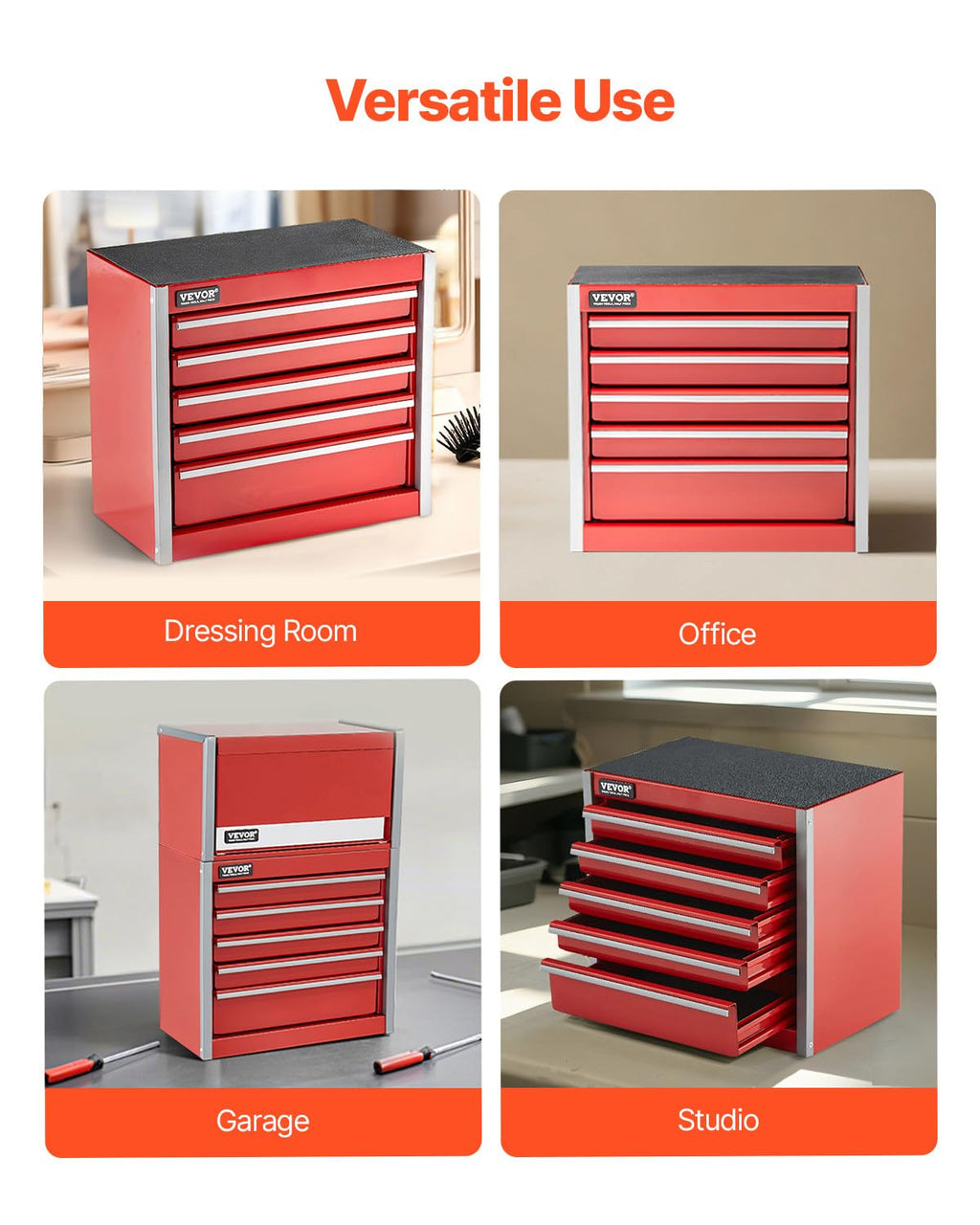 8.6-inch Portable Metal Tool Box with 5 Drawers C39665