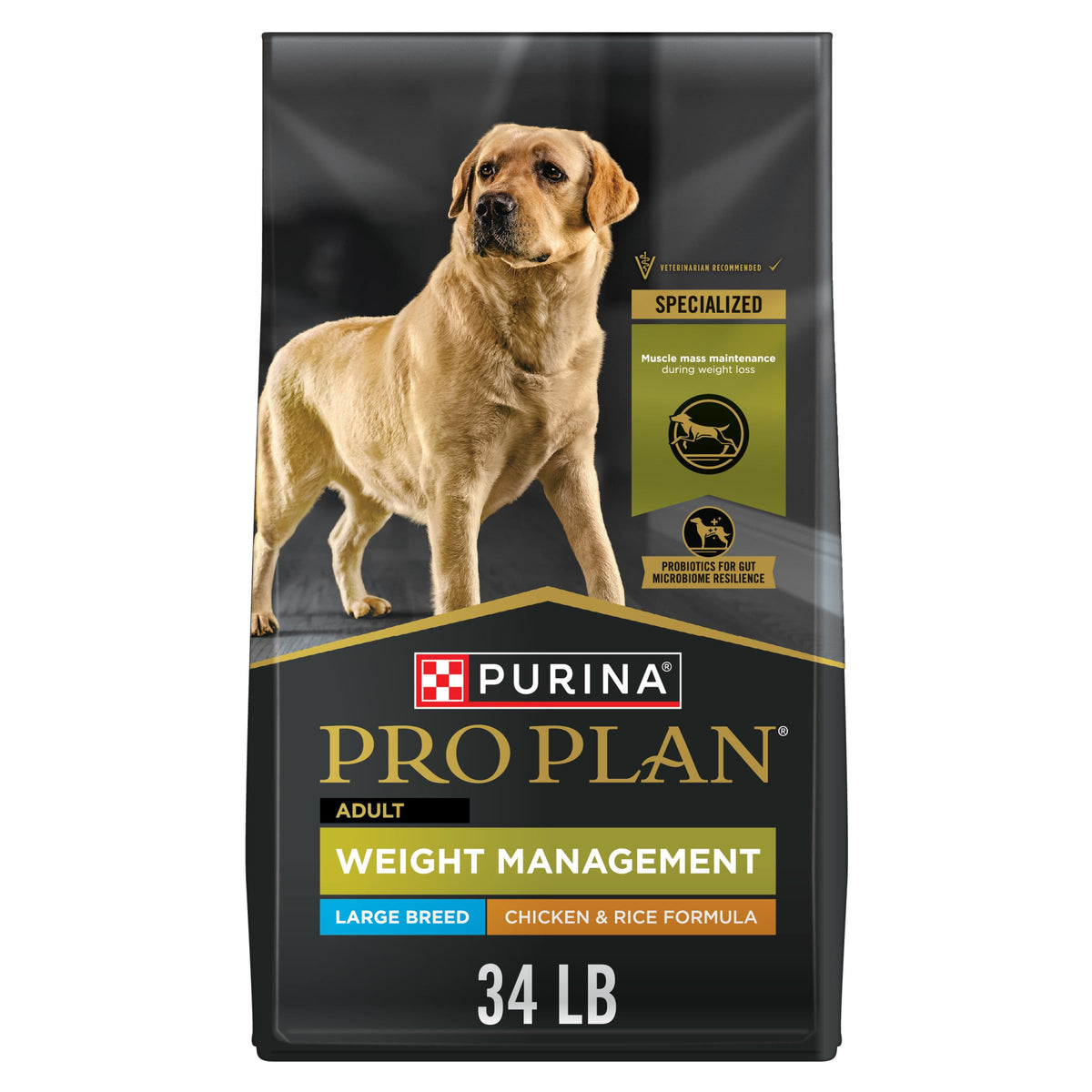 Weight Management Large Breed Dog Food Chicken 34 lb Bag O1804