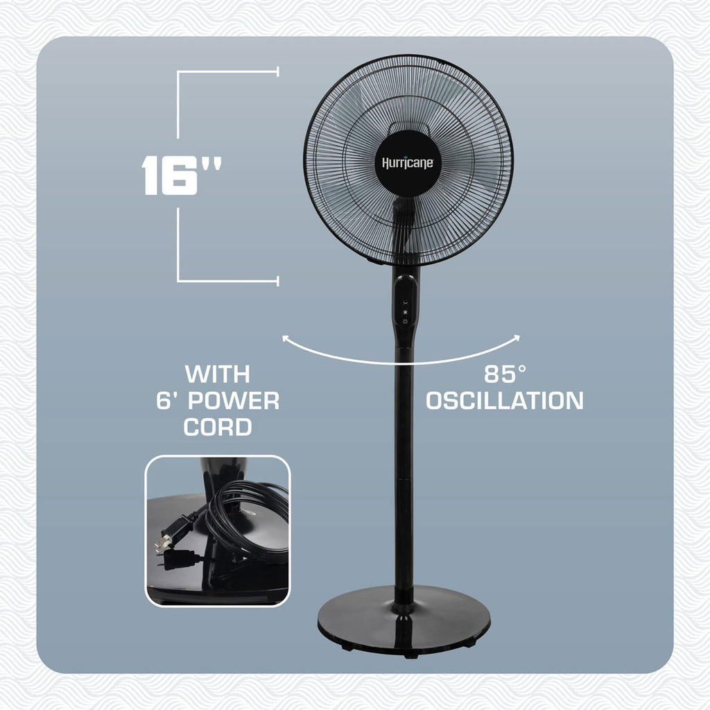 2 Pack Oscillating Pedestal Stand Fan, 12-Speed, 16", Black with Remote Control P7888