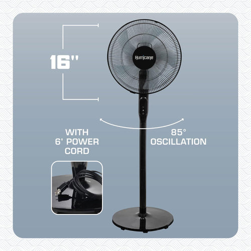 2 Pack Oscillating Pedestal Stand Fan, 12-Speed, 16", Black with Remote Control P7888