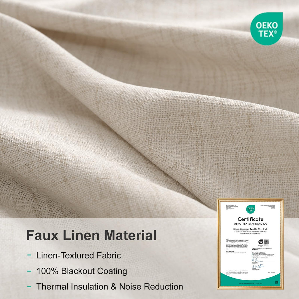 Linen Textured Total Blackout Curtains 84 Inches Long, Cream K871662