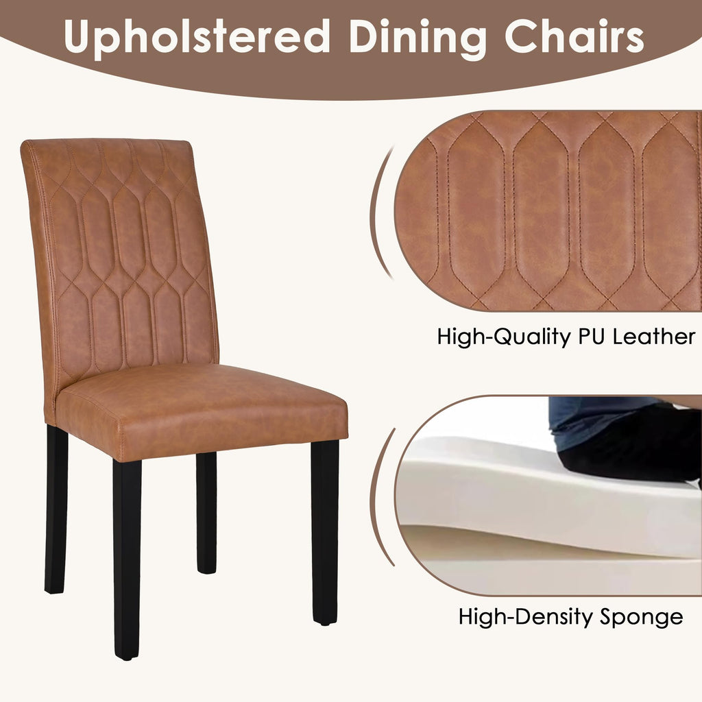 Upholstered Dining Chairs Set of 2 PU Leather Brown W1072