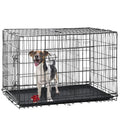 Folding Metal Dog Crate with Divider and Tray A79737