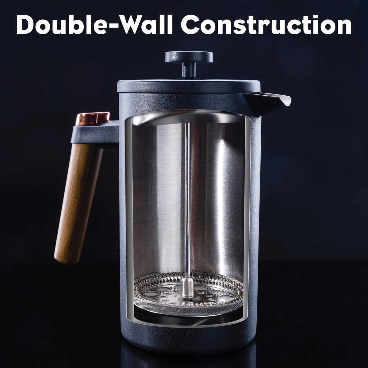 Double-Wall French Press & Carafe, Stainless Steel I199