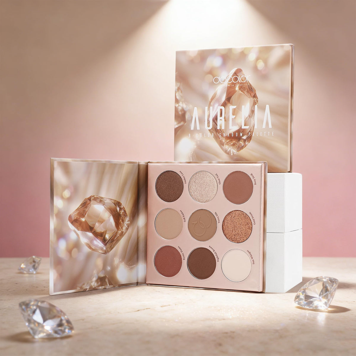 9 Colors Brown & Copper Eyeshadow Palette with Matte & Shimmer Finishes J107278