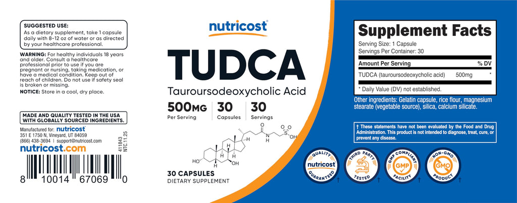 Tudca 500mg 30 Capsules Gluten Free N238