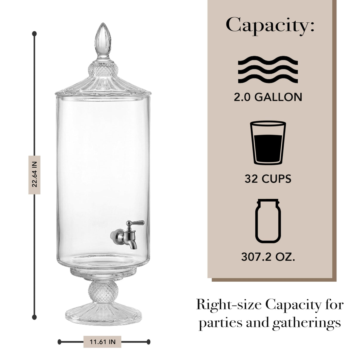 Glass Beverage Dispenser 2 Gal Y279
