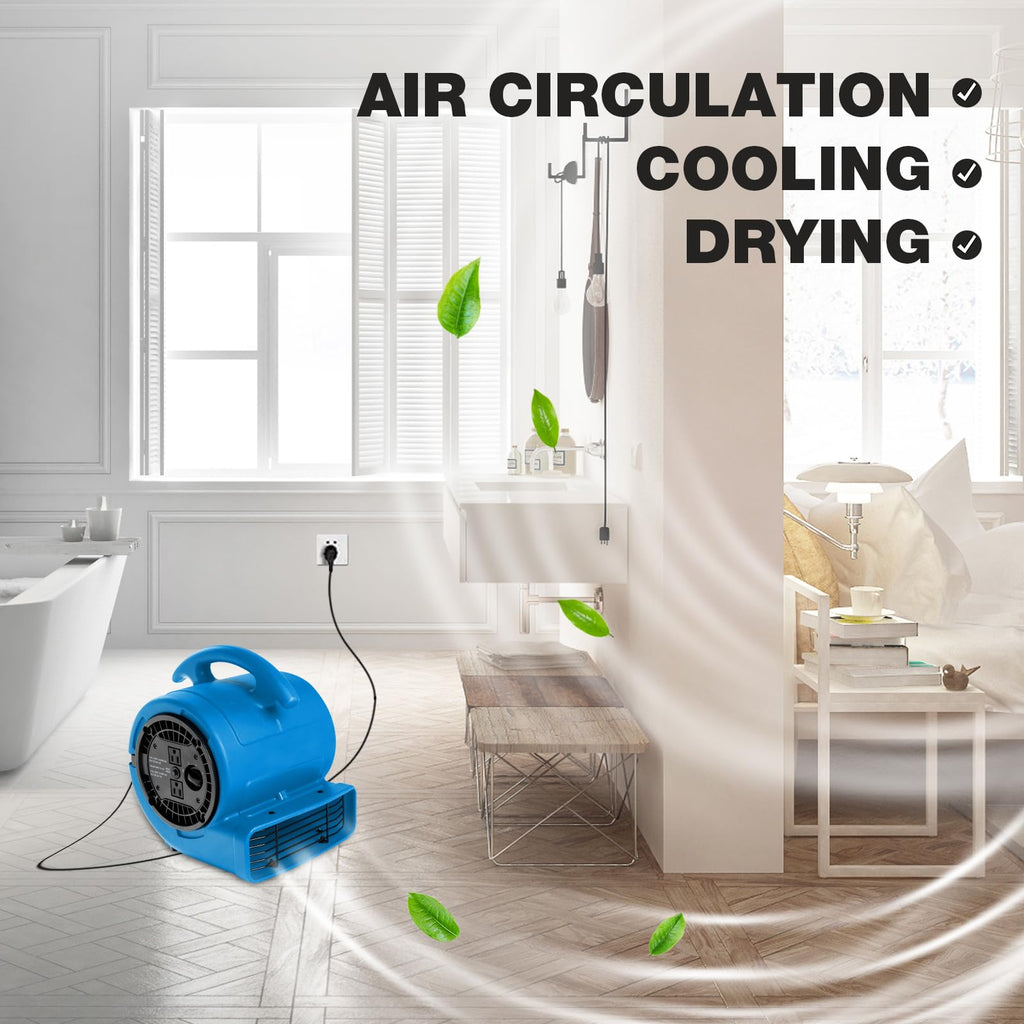 1/5hp 800cfm 3-Speed Air Mover Blower Fan with Dual Outlet Y8056