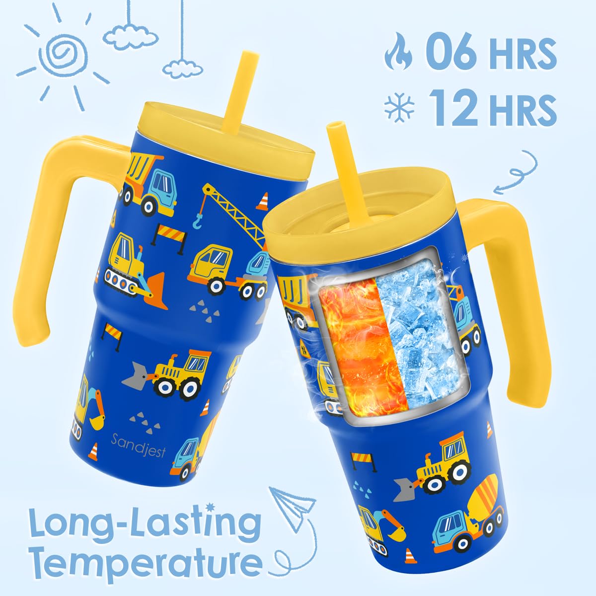 20oz Insulated Stainless Steel Tumbler with Handle and Straw Lid V20092