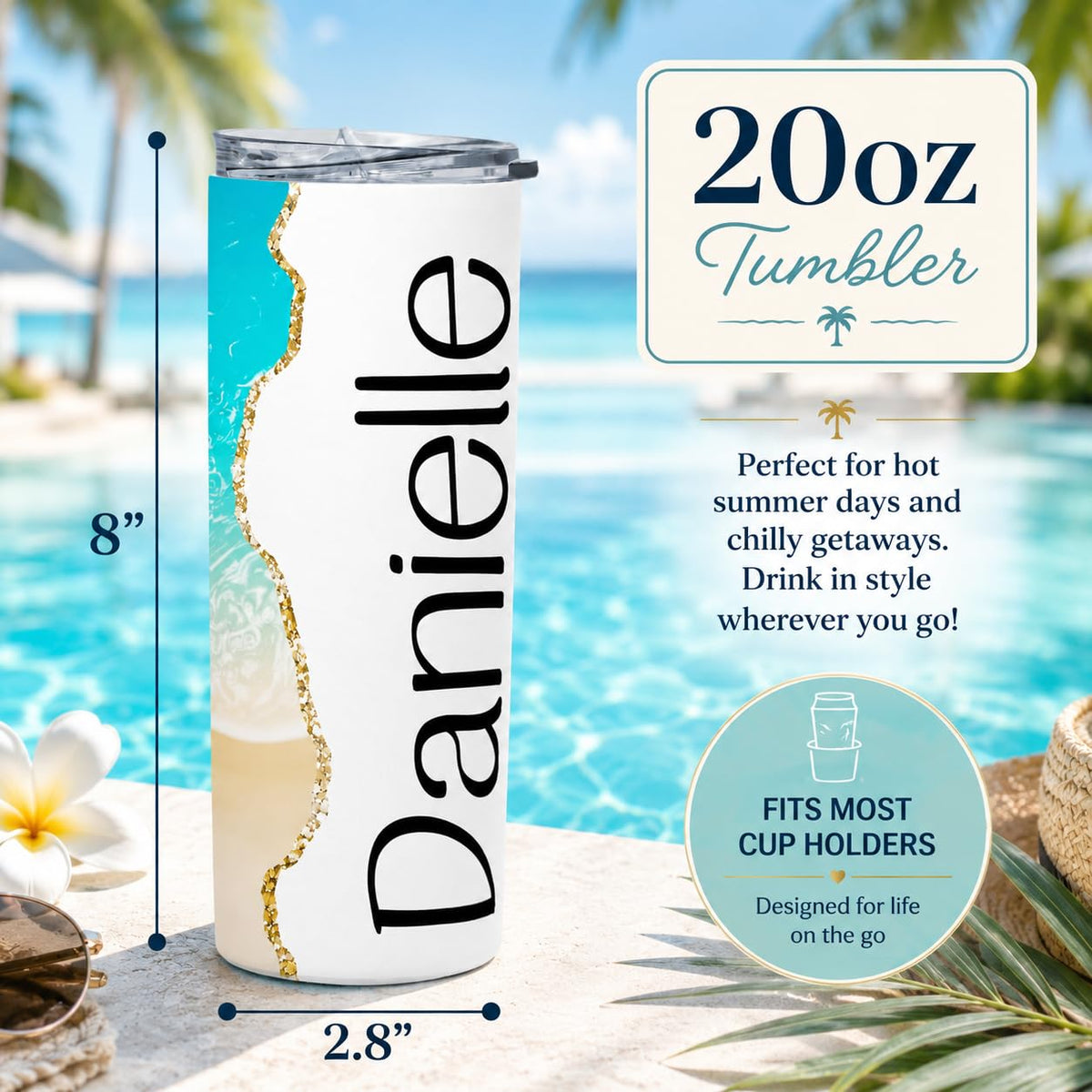 20 oz Custom Skinny Tumbler with Lid & Straw B728327