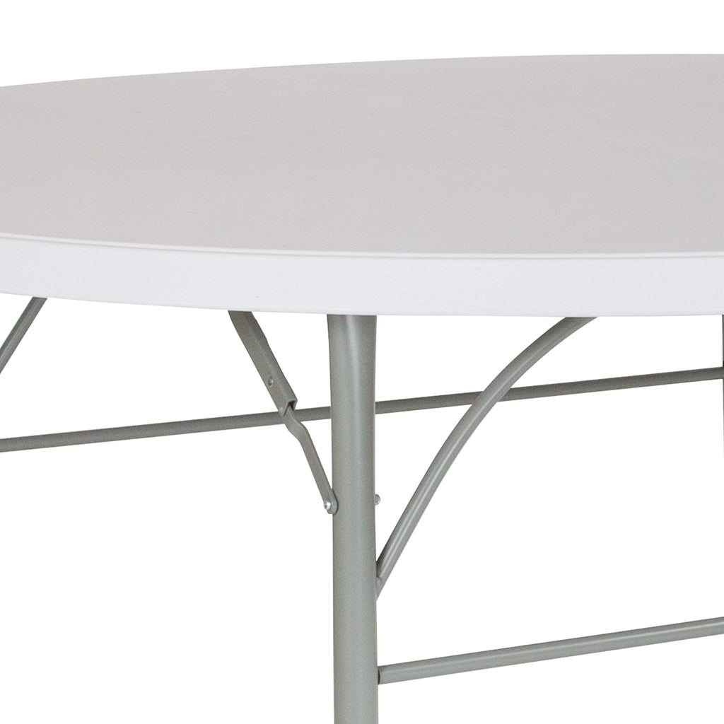 6-Foot Round Bi-Fold Granite White Plastic Folding Table U124608