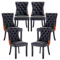 PU and Velvet Upholstered Dining Chairs with Solid Wood Legs C51851