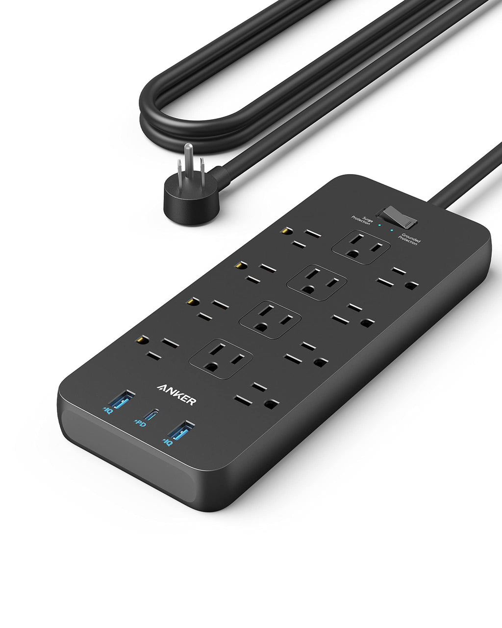 Power Strip with Surge Protector, Outlet Extender, 20W, 12 AC C7093