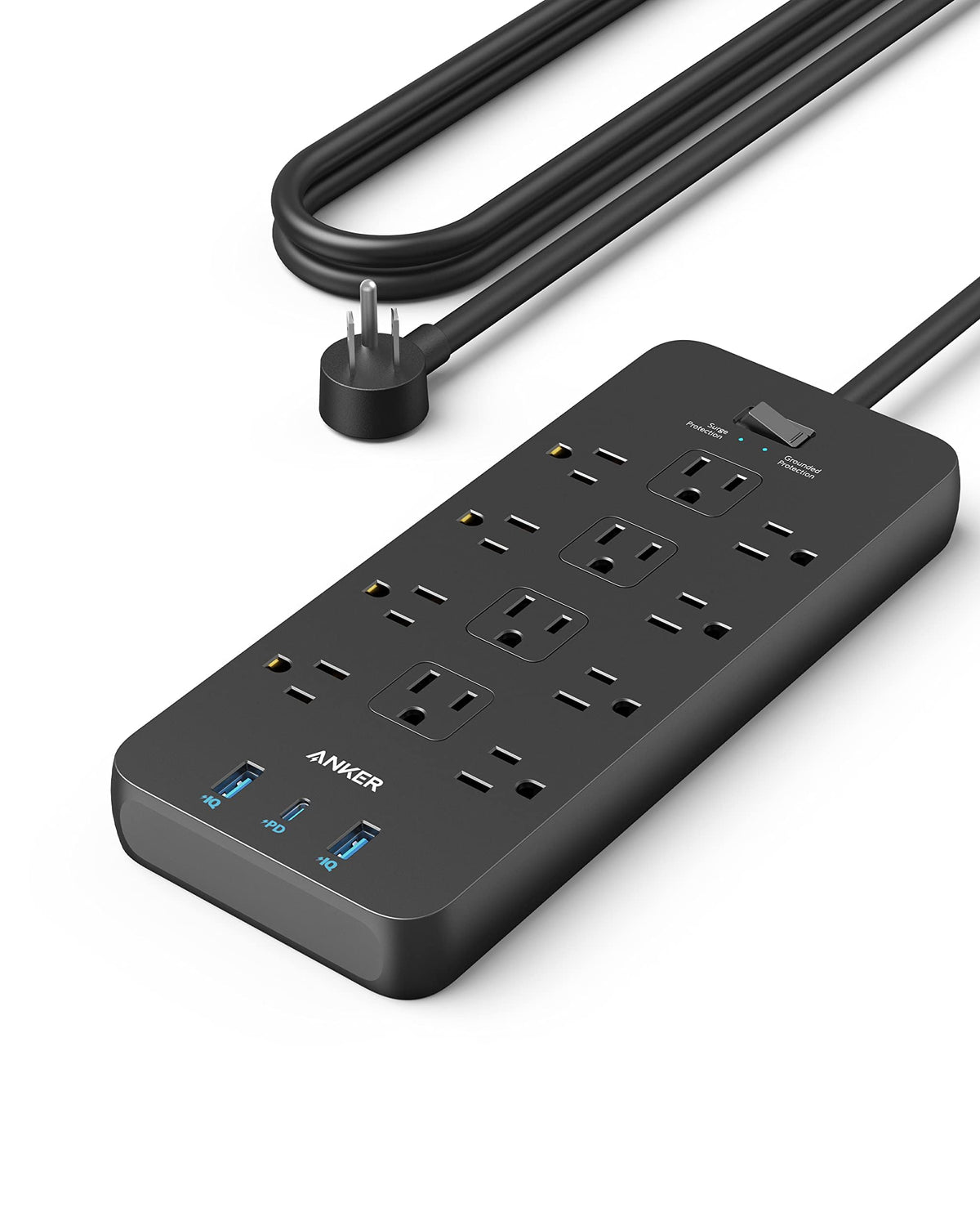 Power Strip with Surge Protector, Outlet Extender, 20W, 12 AC C7093
