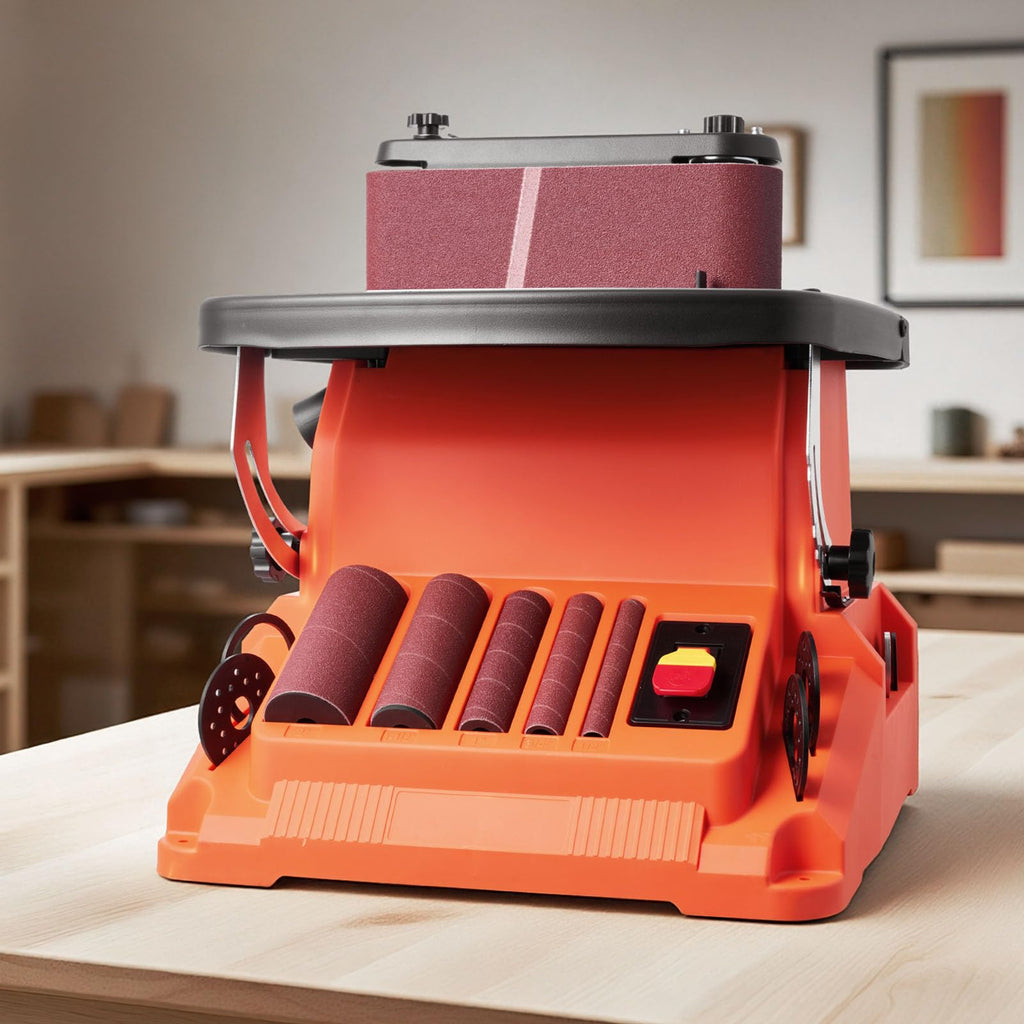 Oscillating Belt and Spindle Sander, 2400RPM Benchtop with 5 Sleeves & Sanding Belt F16959