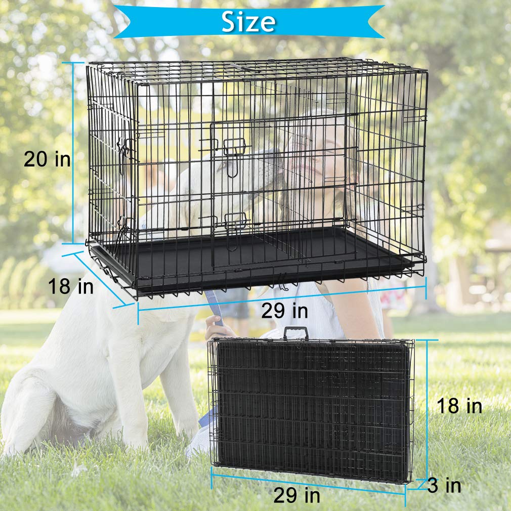 Folding Metal Dog Crate with Divider and Tray A79737