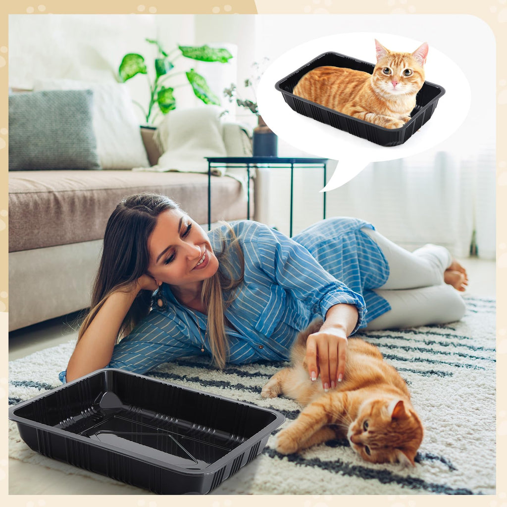 30 Pcs Disposable Plastic Cat Litter Trays 3 Sizes Black Z4513