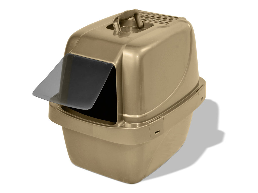 Large Enclosed Sifting Cat Pan with Odor Door, Hooded, Beige M8970