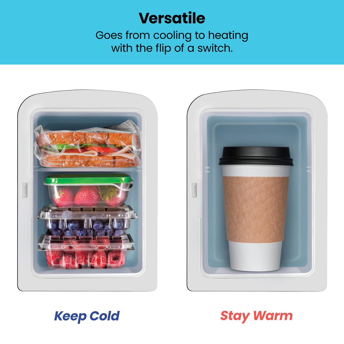 Portable 4 Liter Mini Fridge, Cools & Heats, Black E30849