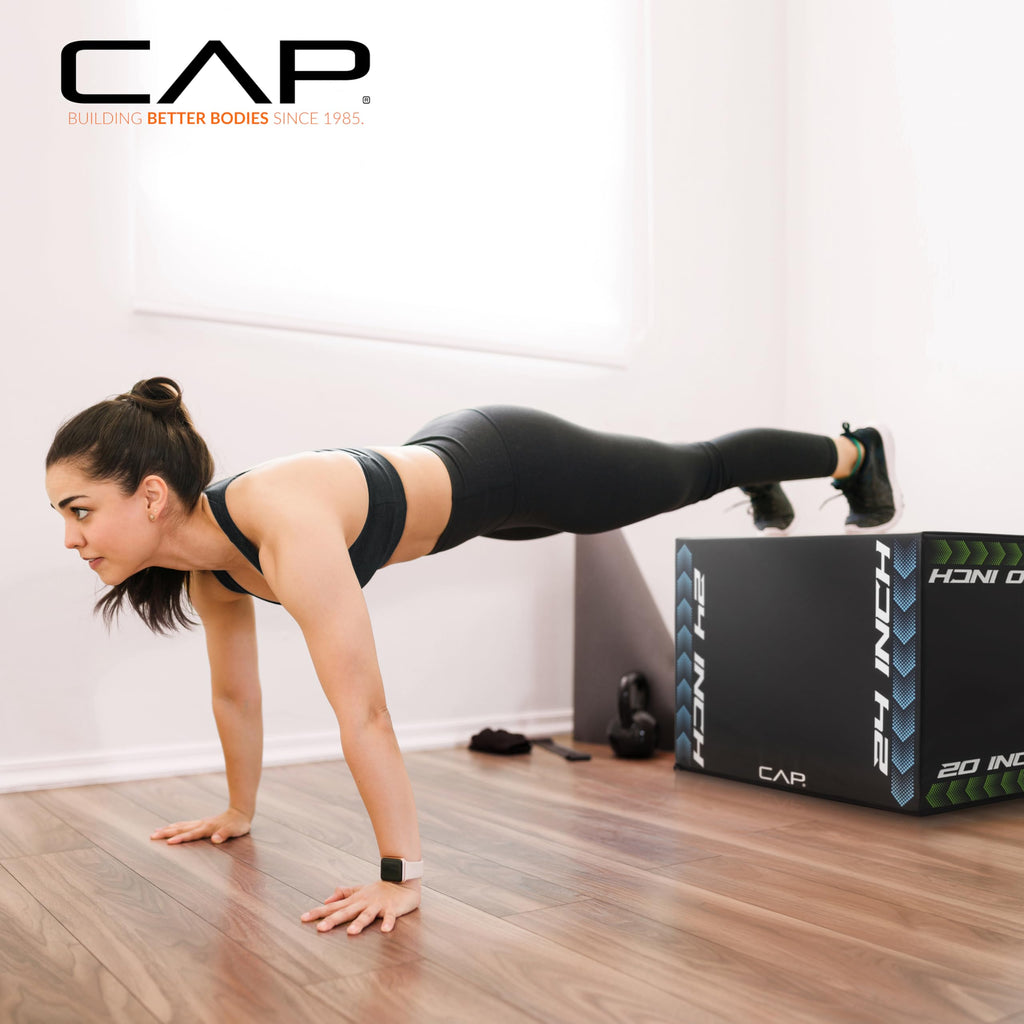 3-in-1 Foam Plyometric Jump Box, 20/24/28-Inch Heights, Black L95159
