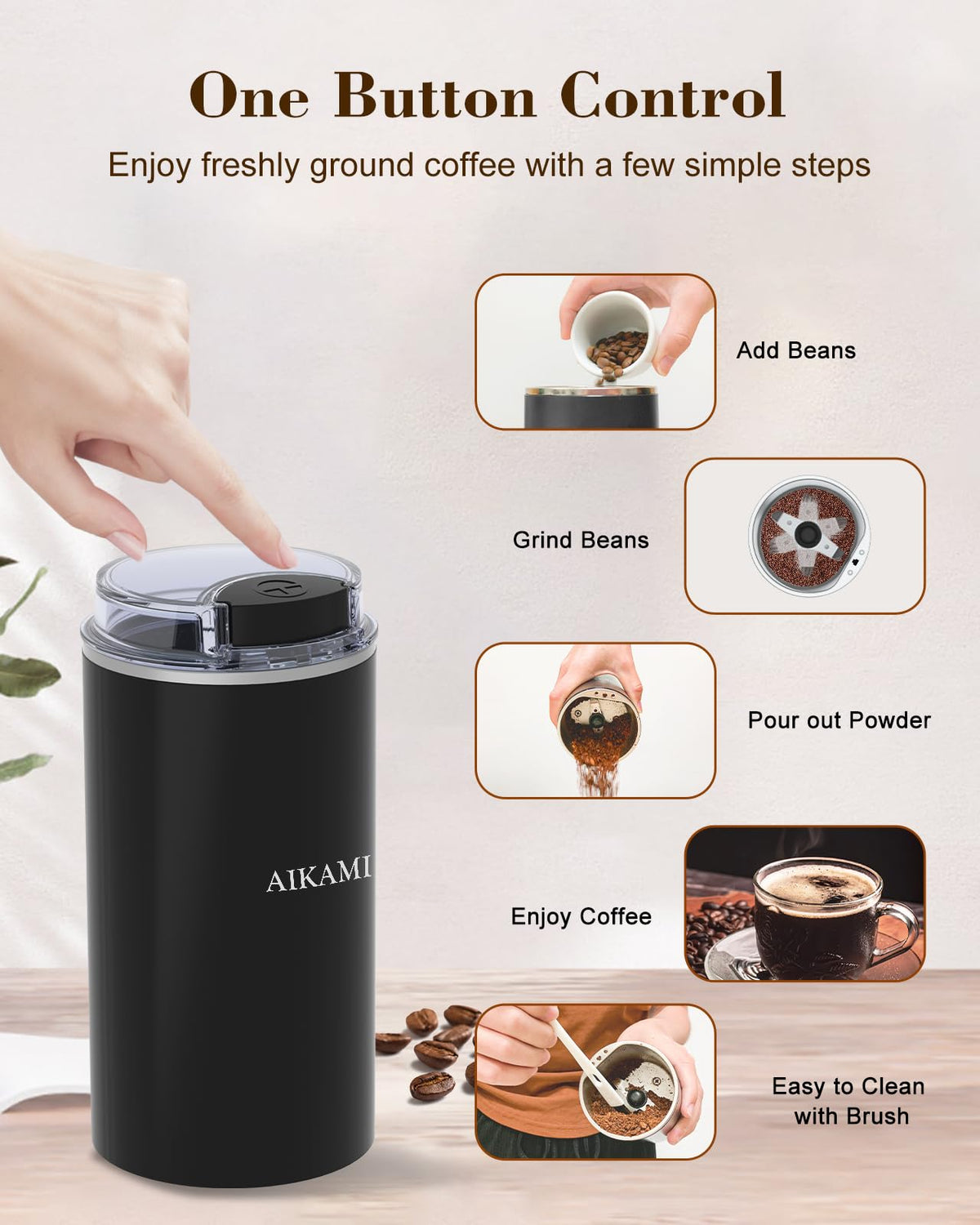 4 IN 1 Single Serve Coffee Maker with Milk Frother and Coffee Grinder C814