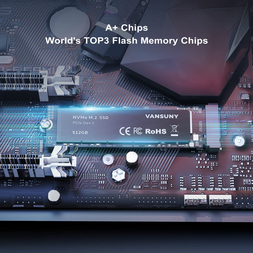 512GB NVMe M.2 Internal Solid State Drive PCIe 3.0 TLC 3D NAND 2280 R8356