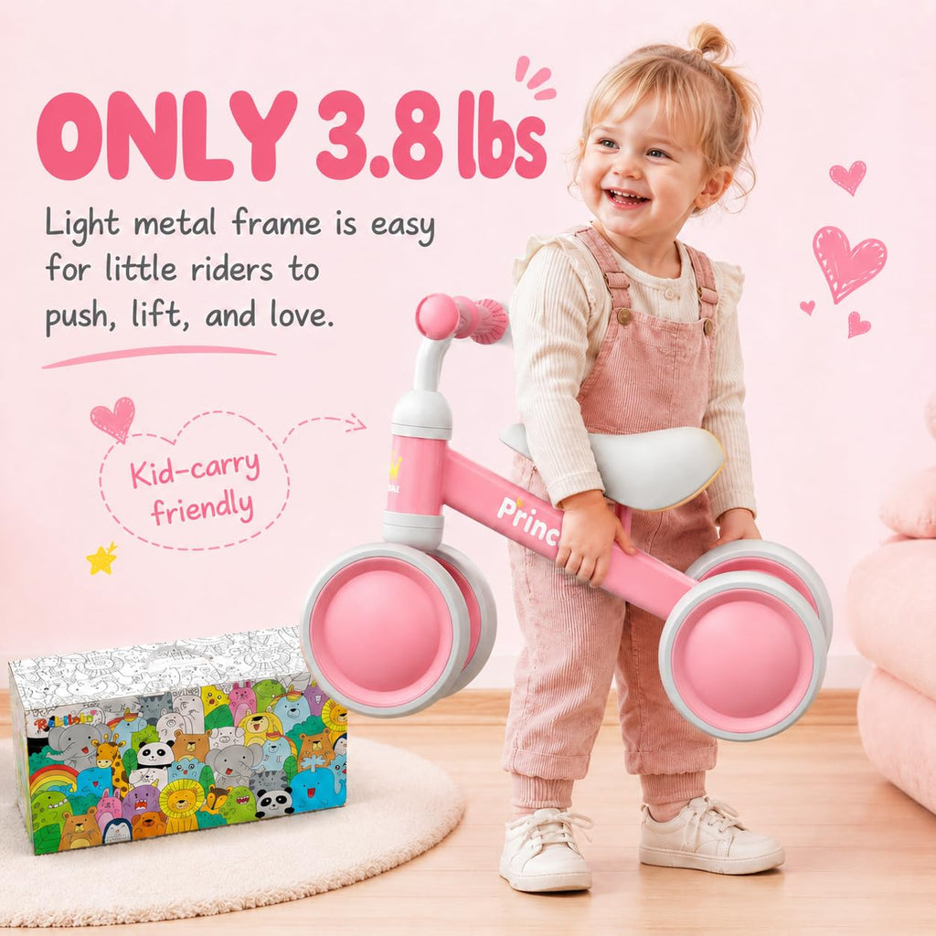 Pink Balance Bike with LED Light Up Wheels M567