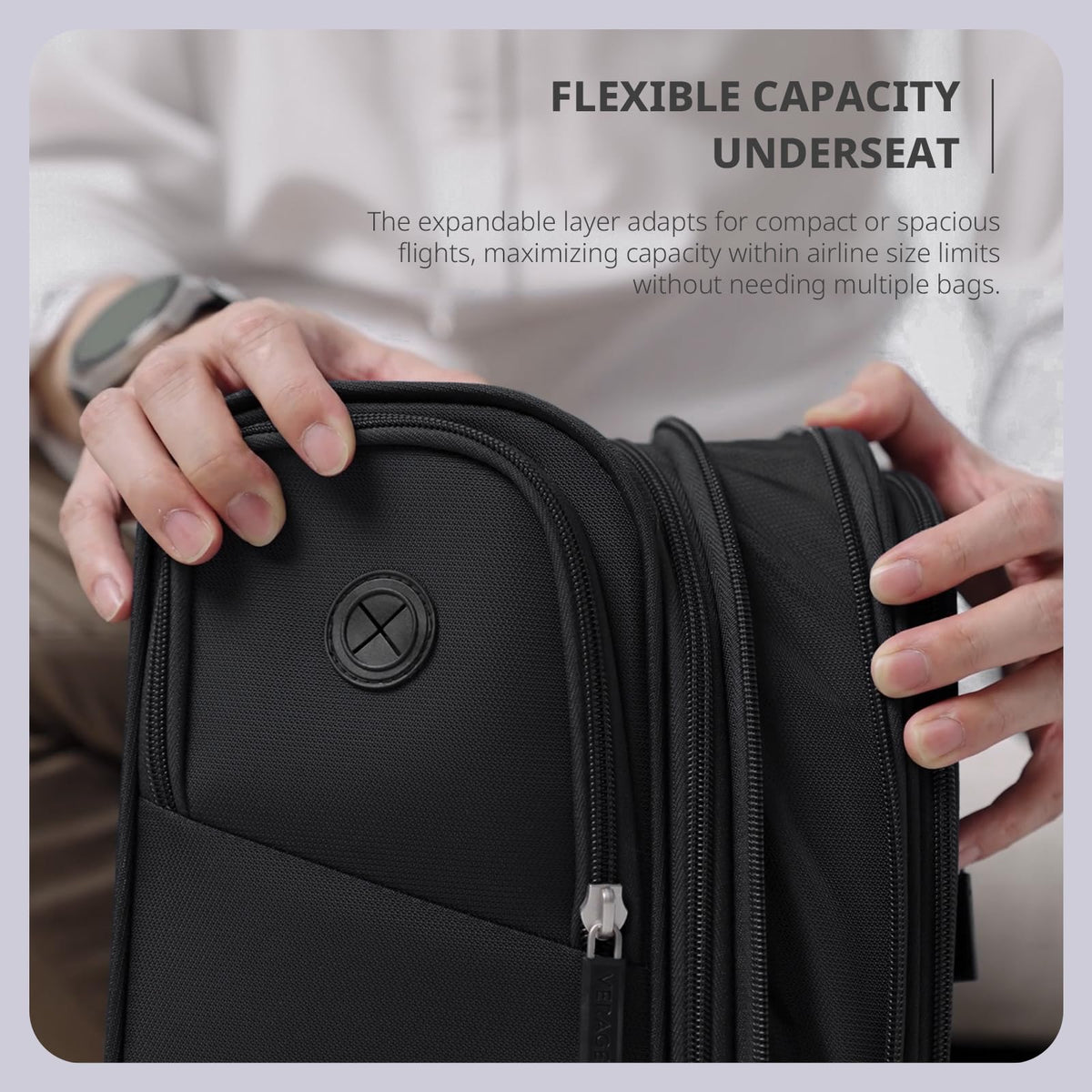 16-Inch Black Underseat Carry On Luggage with Wheels V1514