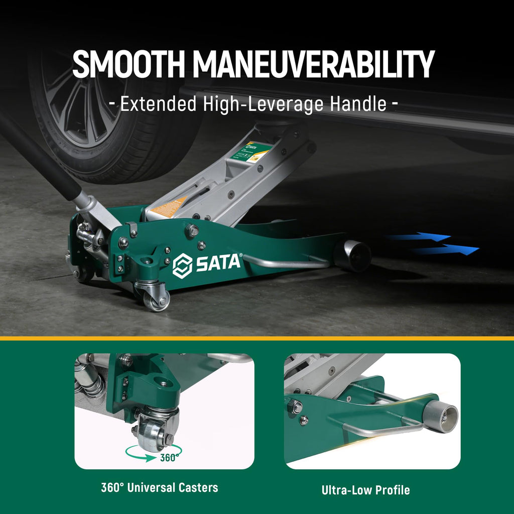 3-Ton Aluminum Floor Jack with Dual-Piston Rapid Lift Pump A683