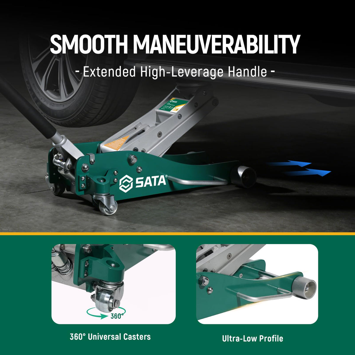 3-Ton Aluminum Floor Jack with Dual-Piston Rapid Lift Pump A683
