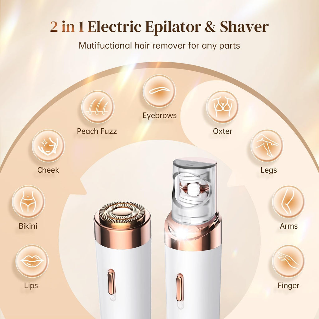 2-in-1 Facial Hair Removal Epilator with LED Light G221059