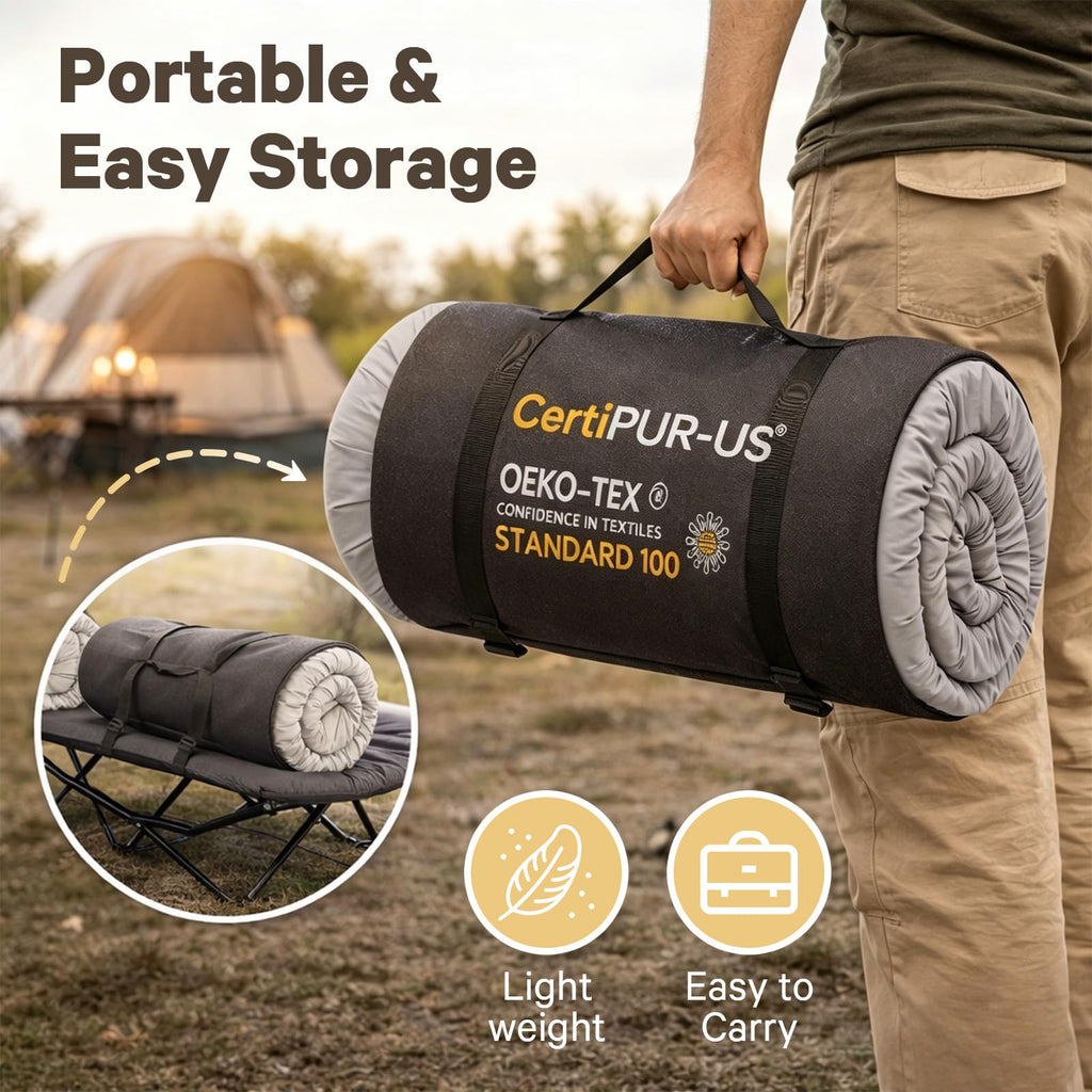 2 Inch Memory Foam Camping Cot Pad with Removable Cover B515130
