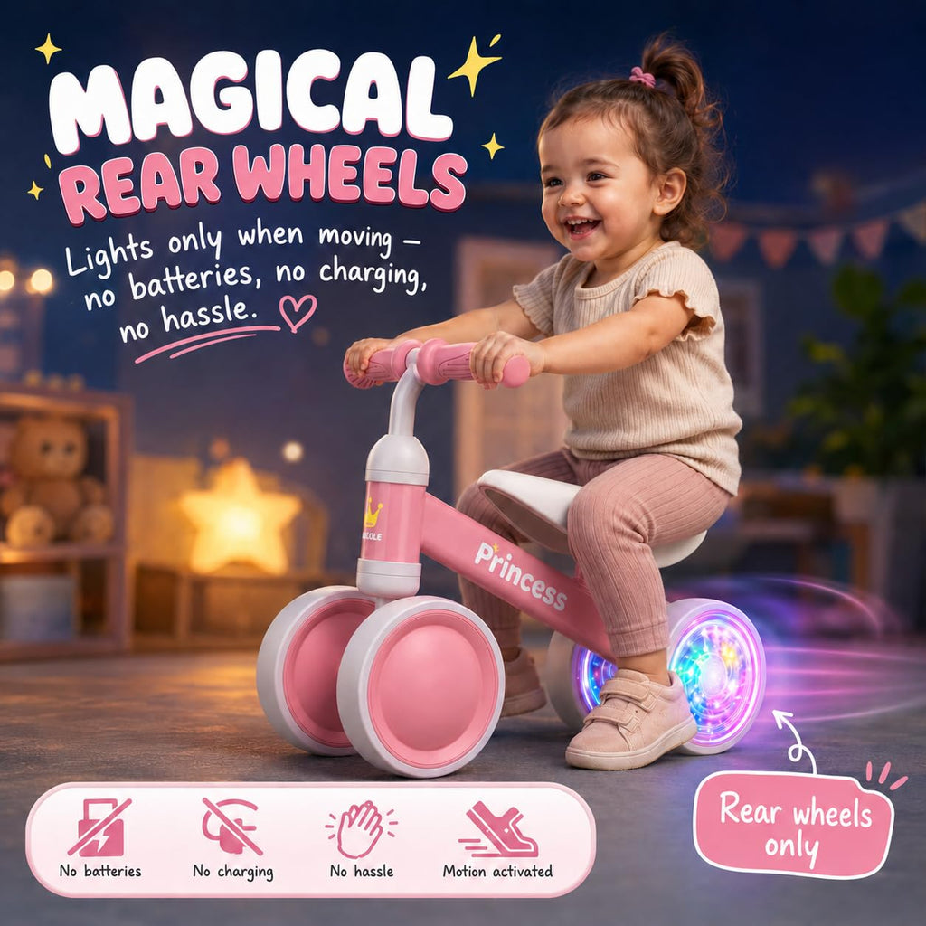Pink Balance Bike with LED Light Up Wheels M567