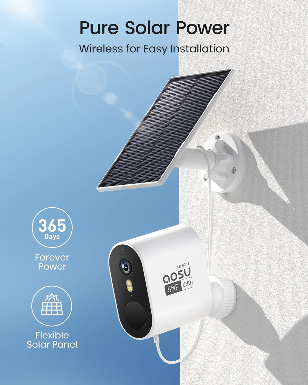 3K/5MP Solar Security Cameras Wireless Outdoor System, 2-Cam-Kit S5636