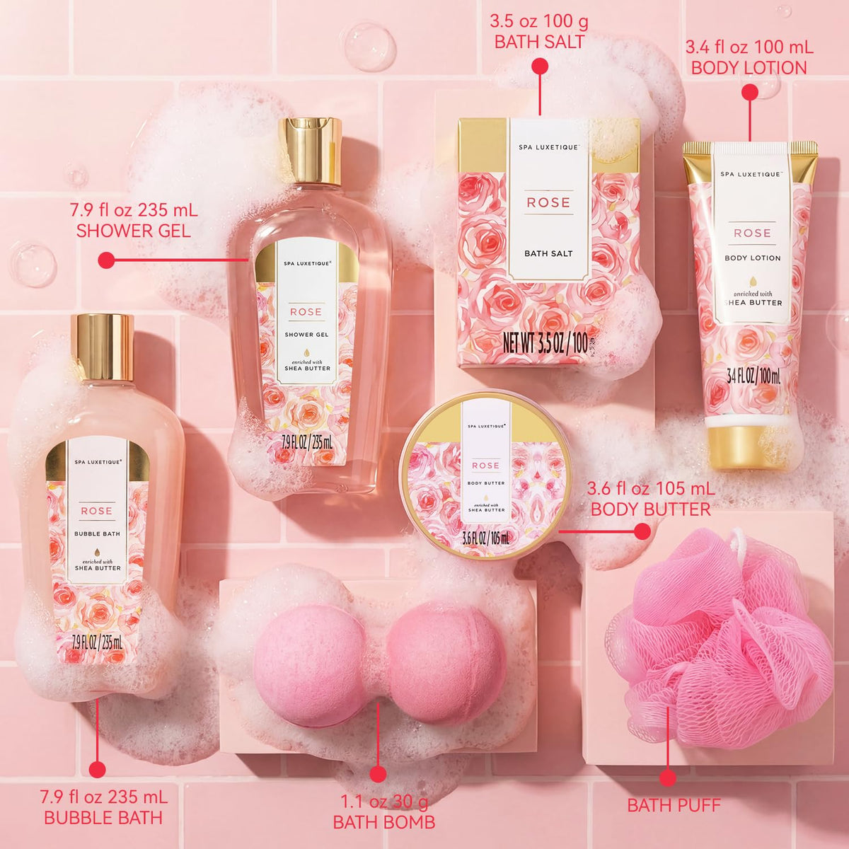 8 Pcs Rose Spa Gift Set K1424