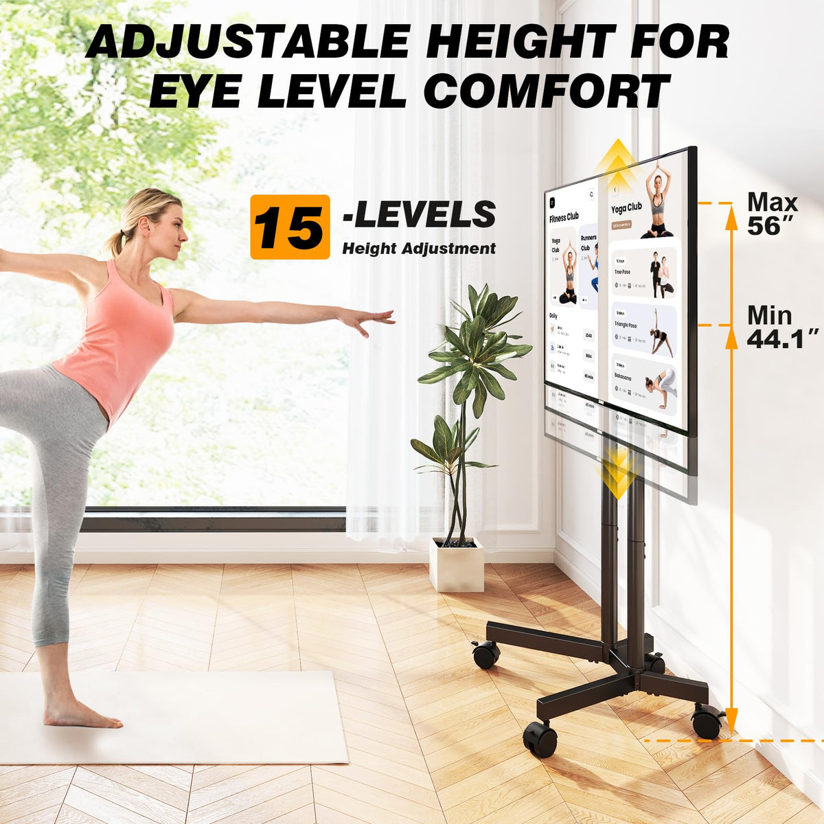 Dual-Pole Rolling TV Stand for 32-75 inch TVs H823