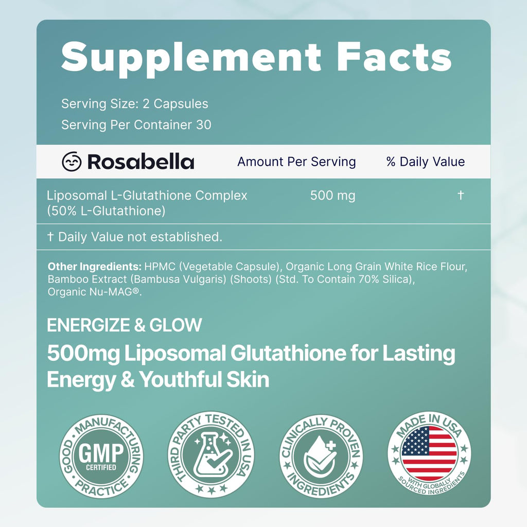 500mg Glutathione Supplement 60 Capsules J635922