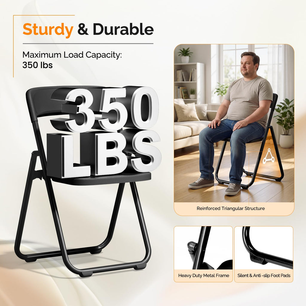 Black Plastic Folding Chairs 10 Pack Metal Frame N3754