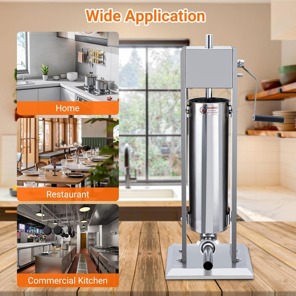 7L Stainless Steel Vertical Sausage Stuffer with 5 Stuffing Tubes U8835