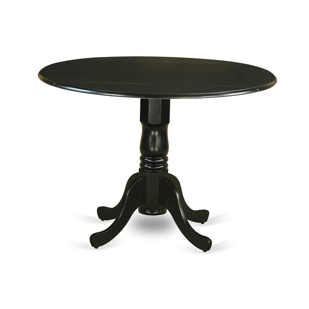 5 Piece Round Dining Table Set with Dropleaf and 4 Faux Leather Chairs Q7134