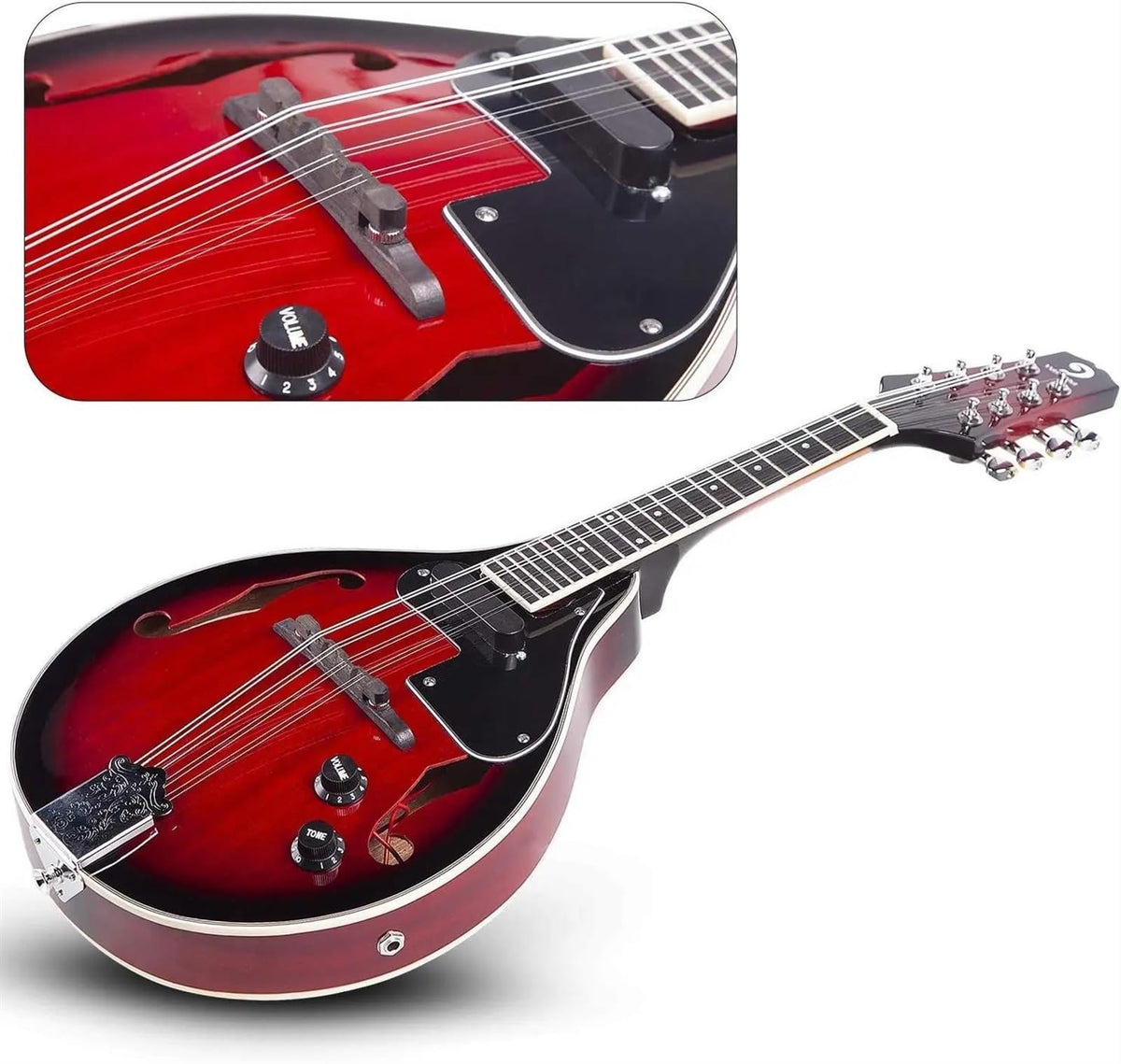 Red Sunburst Mahogany Wood Acoustic Electric Mandolin L827